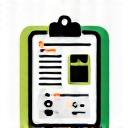 Icon illustrating a comprehensive health assessment, with graphs and personal data points