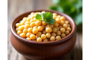 A bowl of cooked mung beans (munggo), a common Filipino plant-based protein source