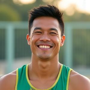 Joel, a Filipino marathon runner, before and after his plant-based protein plan, showing increased muscle definition
