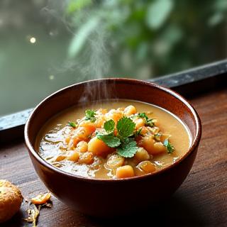 Plant-based na ginhawa na pagkain para sa tag-ulan, tulad ng mainit na ginisang gulay na may ugat.