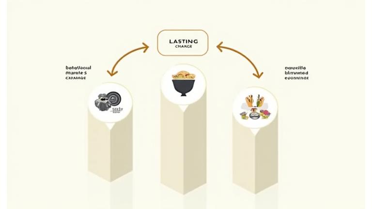 Infographic illustrating the three pillars of Bagwis Ridge's coaching methodology: Behavioral Change, Habit Formation, and Nutritional Education, with small icons representing each concept.